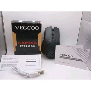 VEGCOO Wireless Gaming Mouse Rechargeable Q15 Divipard RGB Hollow Mouse Black